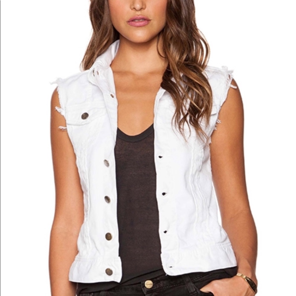 Acquaverde Loris Denim Vest in Destroy White